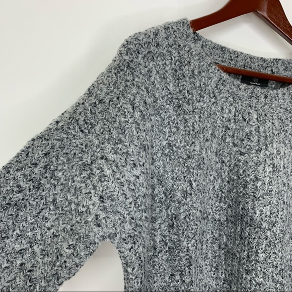 Woolen Bloom Static Gray Woven Fleck Thick Ribbed Crewneck Sweater New Nwt Sz L - Picture 3 of 14
